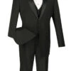 Santorini Collection - Regular Fit Black Tuxedo 4 Piece With Vest Bow Tie