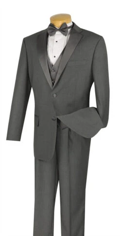 Santorini Collection - Regular Fit Gray Tuxedo 4 Piece With Vest Bow Tie