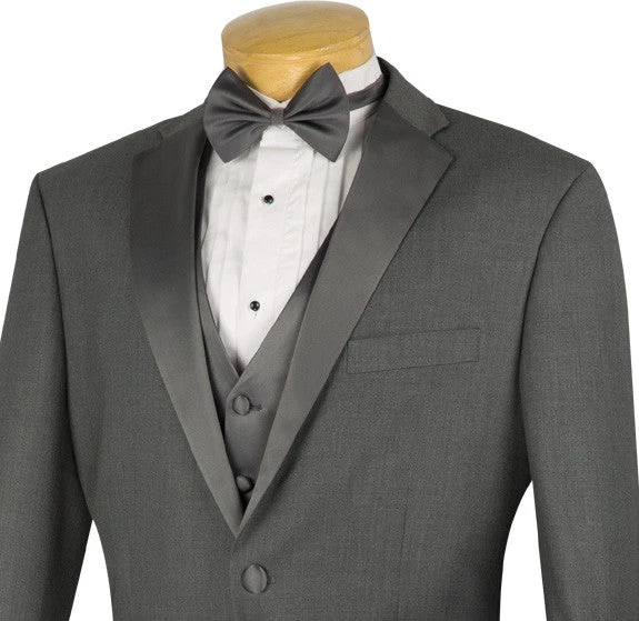 Santorini Collection - Regular Fit Gray Tuxedo 4 Piece With Vest Bow Tie - Image 2