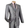 Gray Slim Fit Men's Shiny Sharkskin Suit 2 Piece 2 Buttons Shark Skin