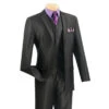 Slim Fit Men's Suit With Vest 3 Piece 2 Buttons In Black