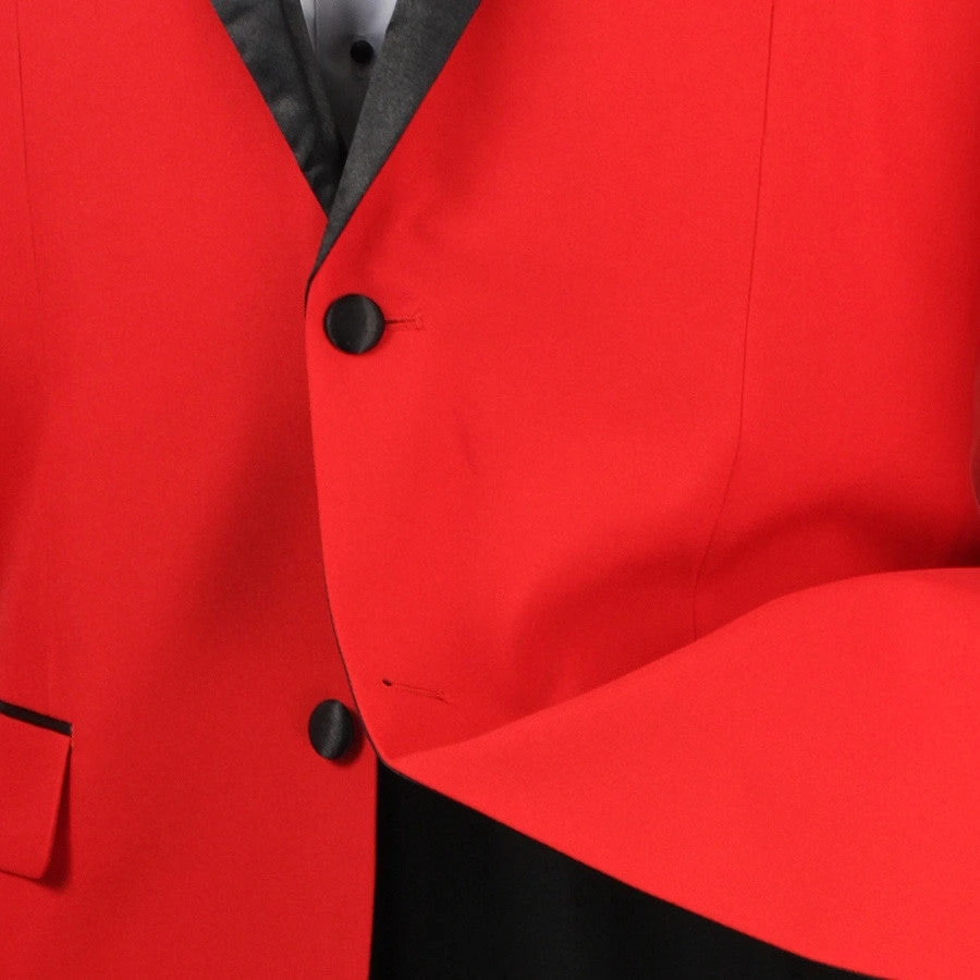 Men's Prom Tuxedo 2 Piece Fancy Lapel In Red 2 Button Design - Image 3