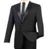 Regular Fit Satin Lapel 2 Piece Tuxedo In Black