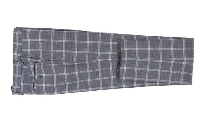 English Laundry 2-Piece Gray Plaid Wool Blend Slim Fit Suit - Image 11