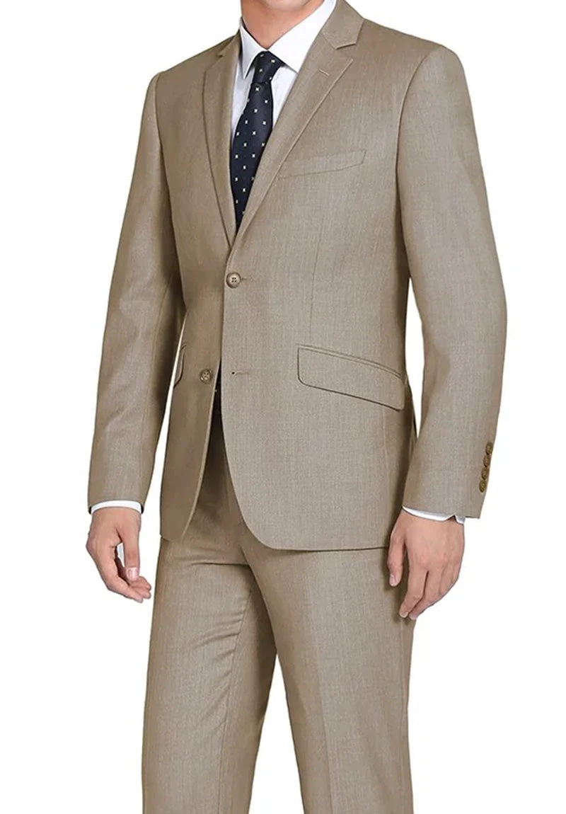 Vanderbilt Collection- Classic 2 Piece Suit 2 Buttons Regular Fit In Taupe