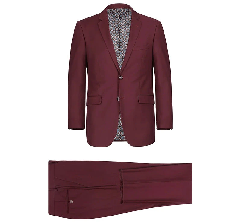 Vanderbilt Collection - Classic 2 Piece Suit 2 Buttons Regular Fit In Burgundy - Image 9