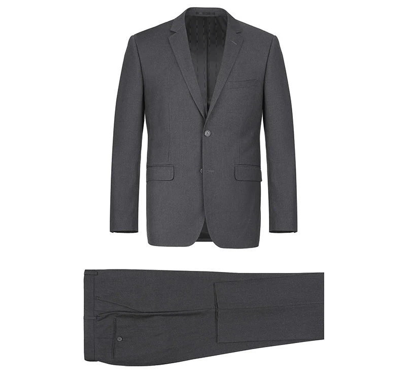 Vanderbilt Collection- Classic 2 Piece Suit 2 Buttons Regular Fit In Charcoal Gray - Image 8