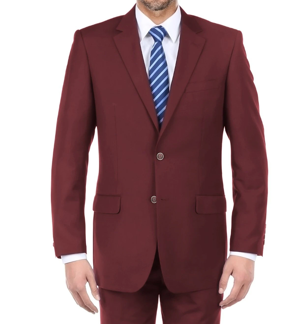 Vanderbilt Collection - Classic 2 Piece Suit 2 Buttons Regular Fit In Burgundy - Image 2