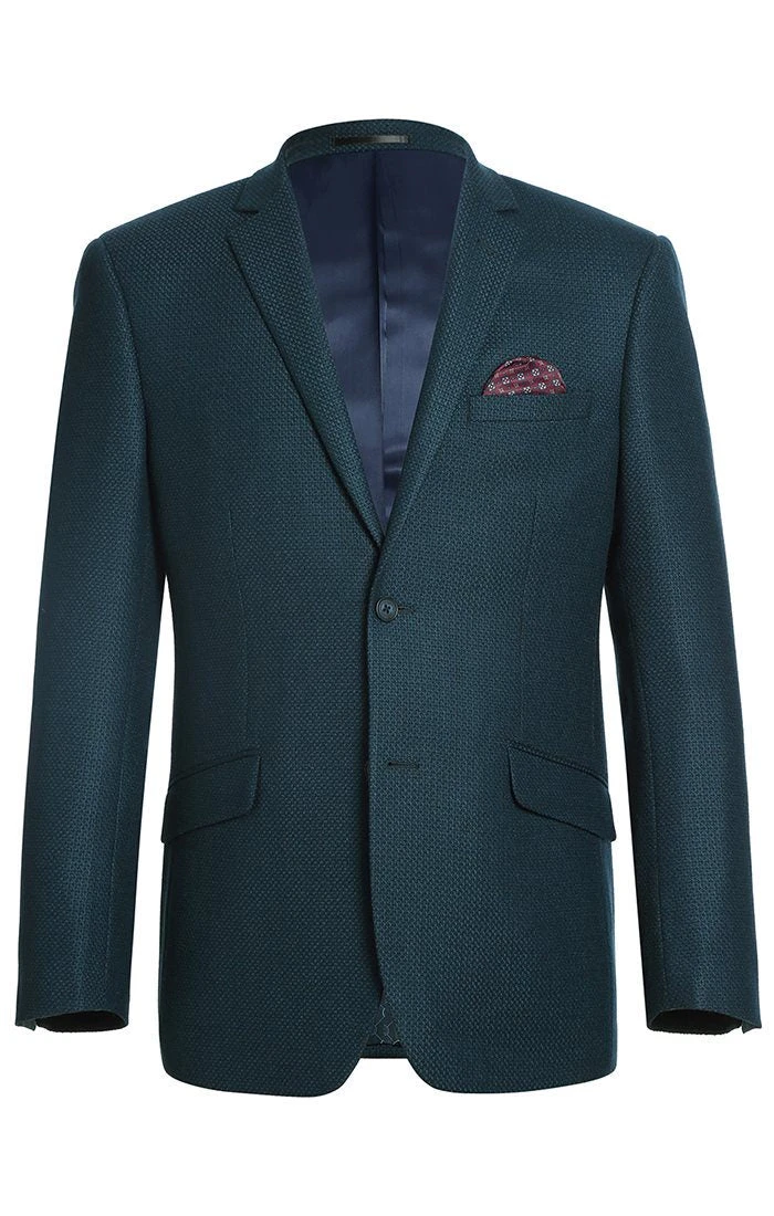 Men's Slim Fit Blazer Wool Blend Sports Jacket In Emerald Green