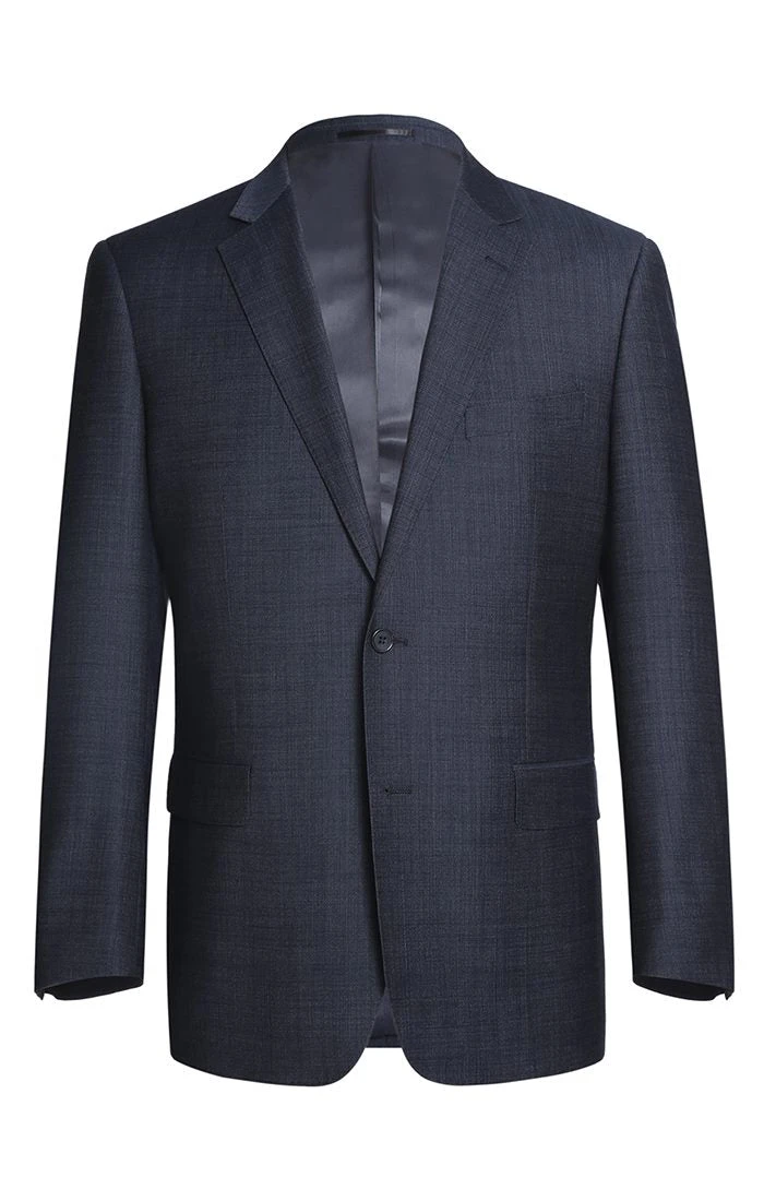 Wool Blend Regular Fit Suit 2 Piece Suit 2 Button In Navy