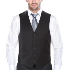 Vanderbilt Collection- Classic Dress Vest 5 Buttons Regular Fit In Charcoal