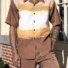 Cinnamon Brush Paint Print Men's 2 Piece Walking Suit Summer Short Sleeves