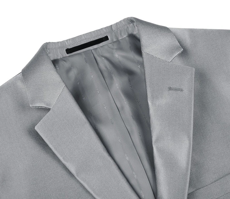 Gray Regular Fit Sharkskin Italian Styled 2 Piece Suit - Image 3