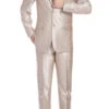 Beige Slim Fit Sharkskin Italian Styled 2 Piece Suit