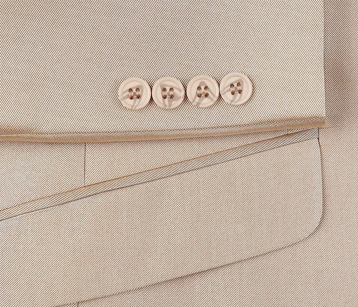 Beige Regular Fit Sharkskin Italian Styled 2 Piece Suit - Image 6