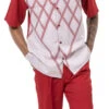 Cranberry 2 Piece Short Sleeve Men's Summer Walking Suit Criss Cross