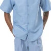 Carolina Blue Tone On Tone 2 Piece Short Sleeve Walking Suit Set