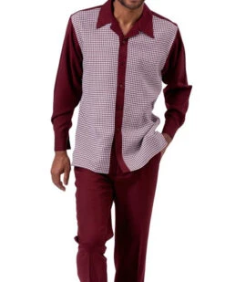 Burgundy 2 Piece Long Sleeve Walking Suit Set