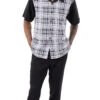 Black Plaid Walking Suit 2 Piece Short Sleeve Set