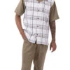 Olive Plaid Walking Suit 2 Piece Short Sleeve Set