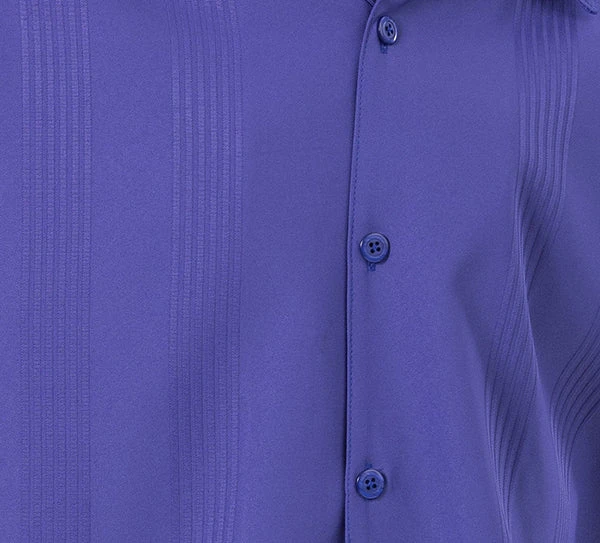 Purple Tone On Tone Vertical Stripes Walking Suit 2 Piece Short Sleeve Set - Image 2