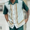 Emerald Green Symmetry Pattern Walking Suit 2 Piece Short Sleeve Set