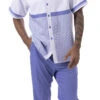 Lavender Houndstooth Horizontal Color Block Walking Suit 2 Piece Short Sleeve Set