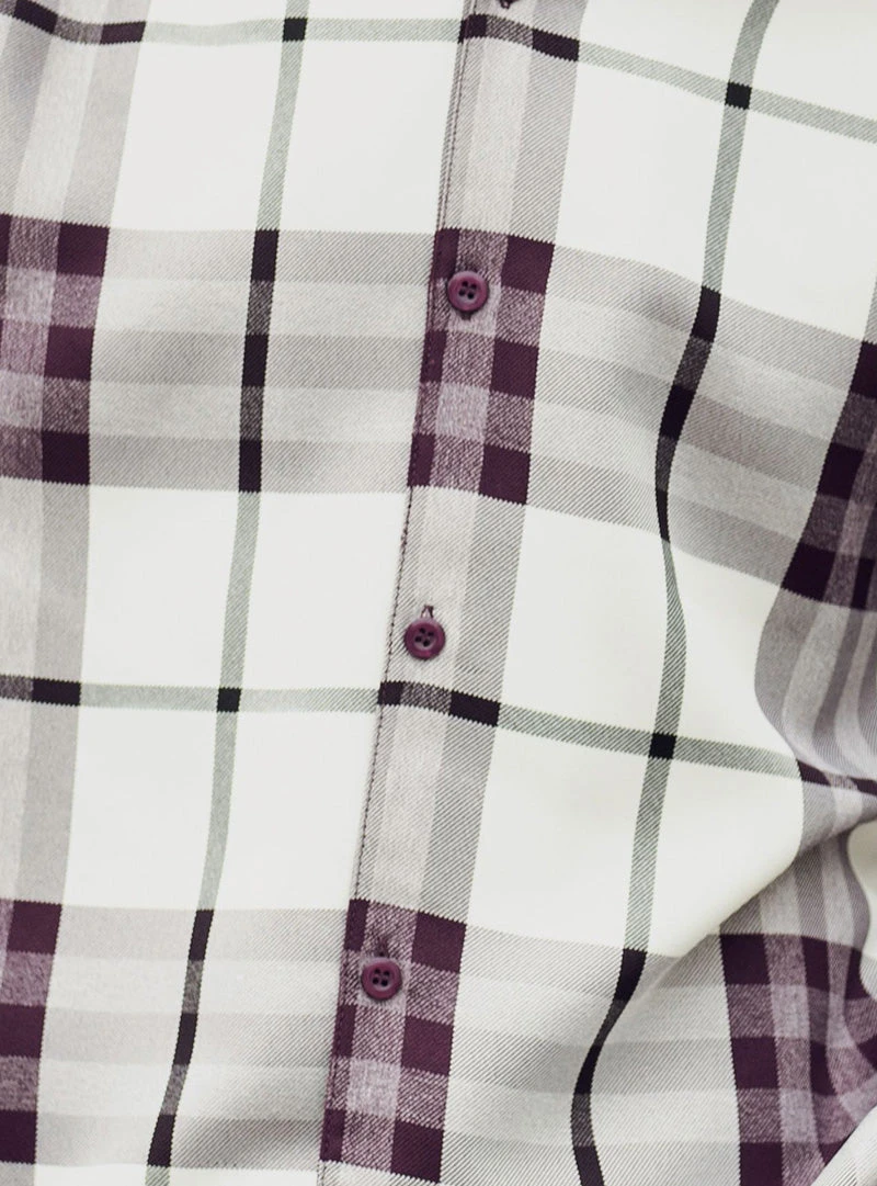 Plum Plaid 2 Piece Long Sleeve Walking Suit Set - Image 2