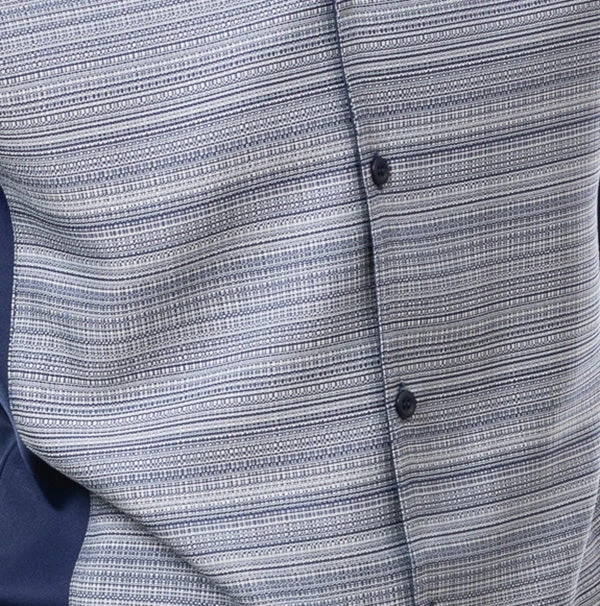 Navy Weave Printed 2 Piece Long Sleeve Walking Suit Set - Image 2