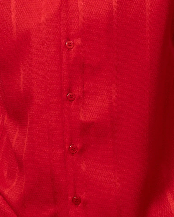 Red Tone-on-Tone 2 Piece Long Sleeve Walking Suit Set - Image 2