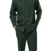 Hunter Green Tone-on-Tone 2 Piece Long Sleeve Walking Suit Set