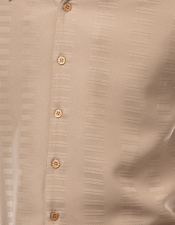 Tan Tone-on-Tone 2 Piece Long Sleeve Walking Suit Set - Image 2