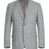 100% Wool Slim Fit Windowpane Dress Suit 2 Piece In Gray
