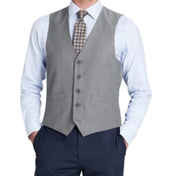 Vanderbilt Collection- Classic Dress Vest 5 Buttons Regular Fit In Gray