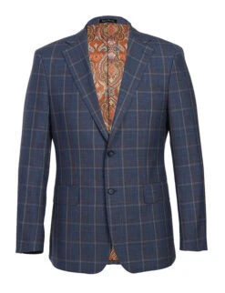 English Laundry 2-Piece Check Wool Linen Blend Slim Fit Suit