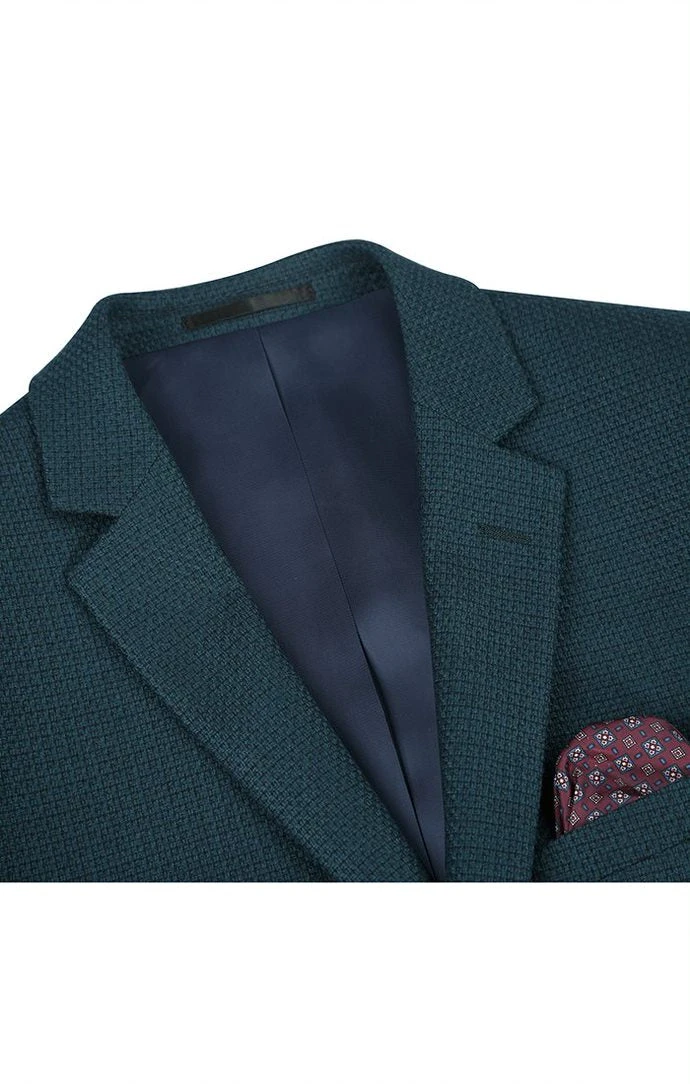Men's Slim Fit Blazer Wool Blend Sports Jacket In Emerald Green - Image 2