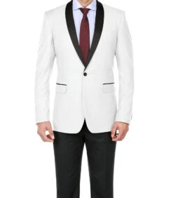 Off White 2 Piece Tuxedo Shawl Lapel Slim Fit