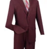 Monte Carlo Collection - Regular Fit 2 Piece 2 Button Textured Weave Burgundy