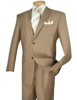 (40S) Regular Fit Suit 2 Button 2 Piece In Khaki