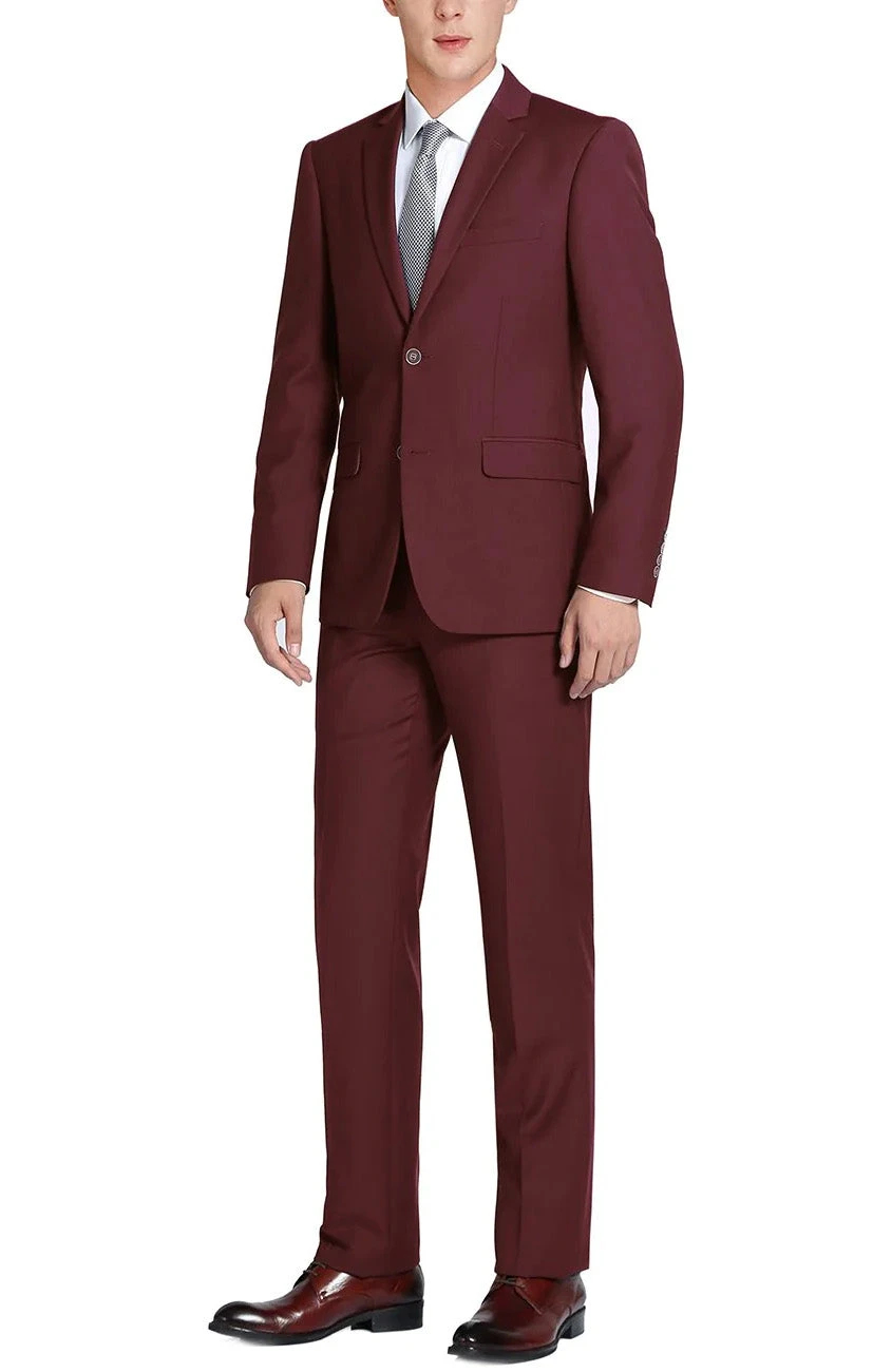 Vanderbilt Collection - Classic 2 Piece Suit 2 Buttons Regular Fit In Burgundy