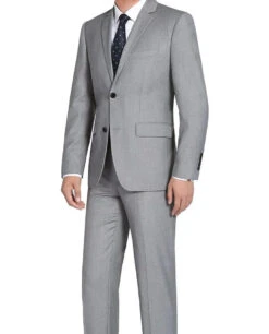 Bevagna Collection - Light Gray 100% Virgin Wool Regular Fit Pick Stitched 2 Piece Suit