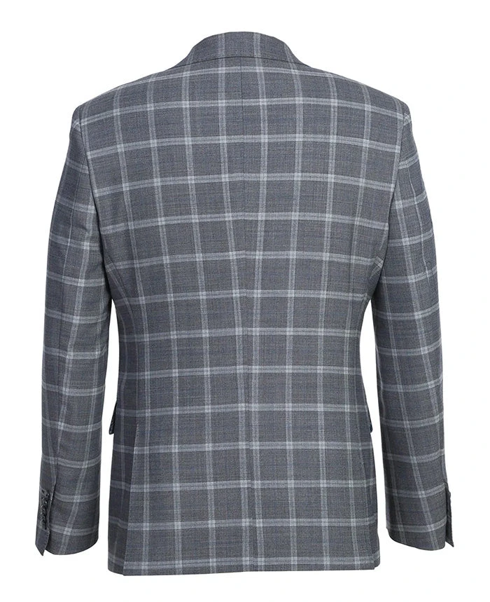 English Laundry 2-Piece Gray Plaid Wool Blend Slim Fit Suit - Image 3