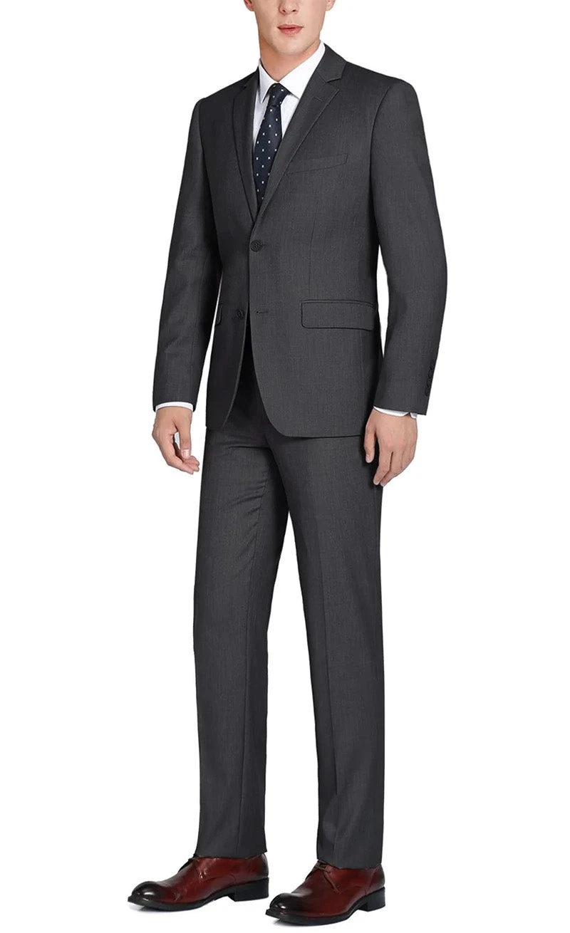 Vanderbilt Collection- Classic 2 Piece Suit 2 Buttons Regular Fit In Charcoal Gray