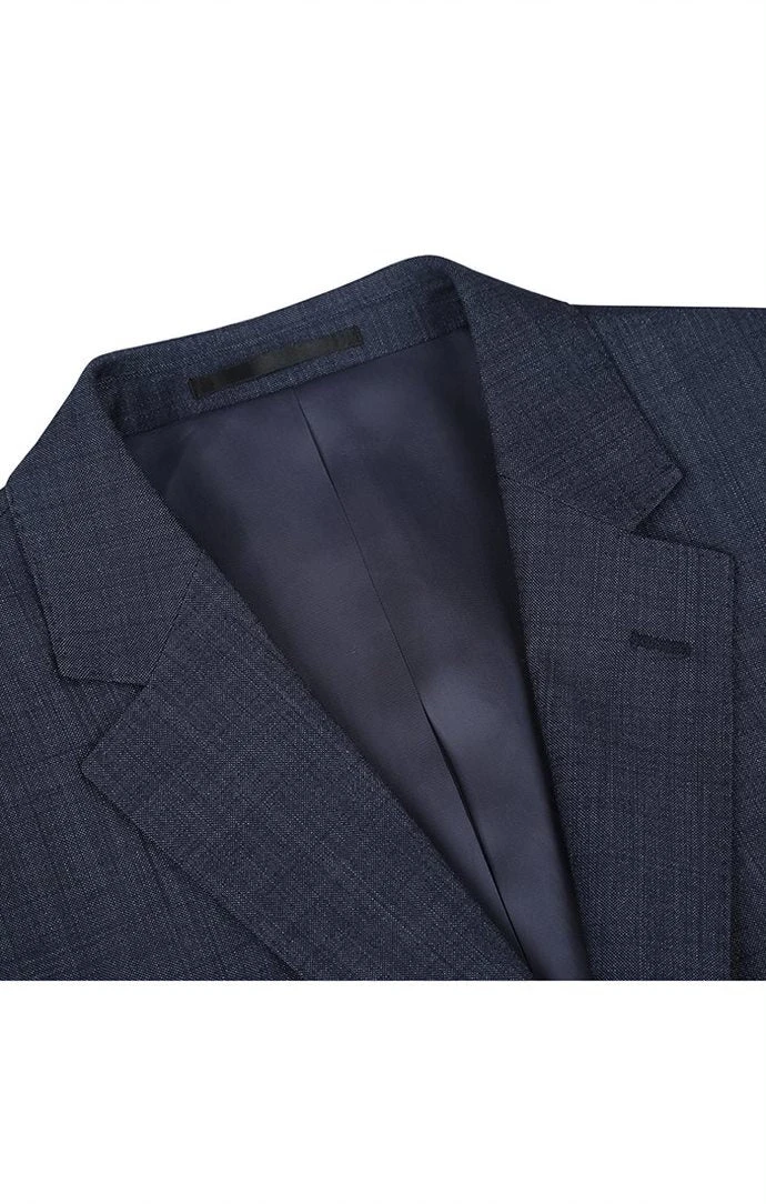 Wool Blend Regular Fit Suit 2 Piece Suit 2 Button In Navy - Image 3