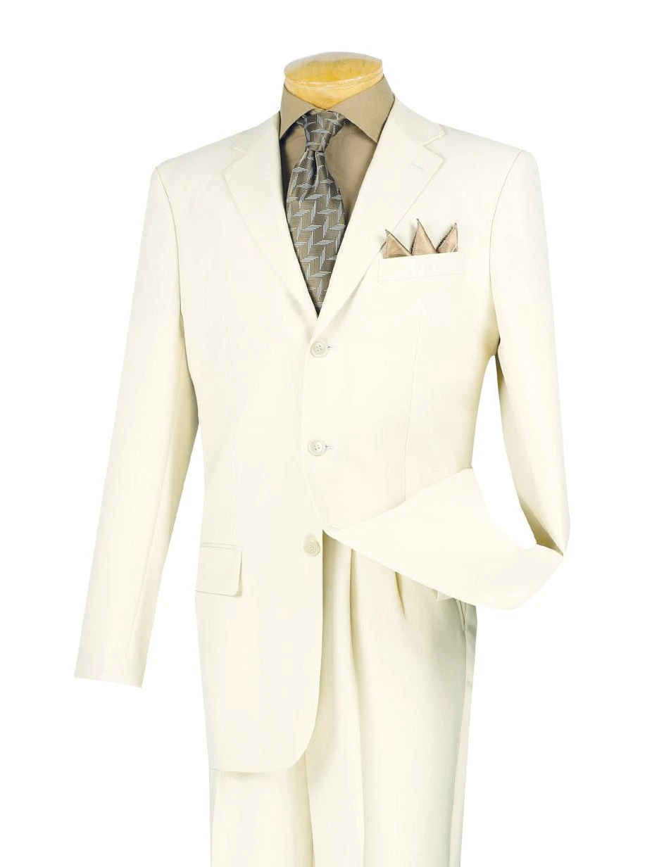 Mont Blanc Collection - Regular Fit Suit 3 Button 2 Piece In Ivory