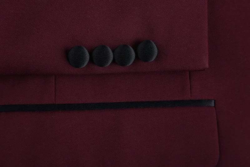 Burgundy 2 Piece Tuxedo Shawl Lapel Slim Fit - Image 4