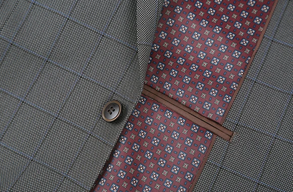 Trevi Collection - 2 Piece Suit 2 Buttons Windowpane Regular Fit In Gray - Image 4