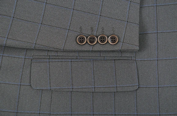 Trevi Collection - 2 Piece Suit 2 Buttons Windowpane Regular Fit In Gray - Image 5