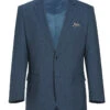 100% Wool Mini Check Pattern Regular Fit 2 Button Blazer In Blue