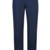 Stretch Cotton Flat Front Pants Straight Legs In Blue